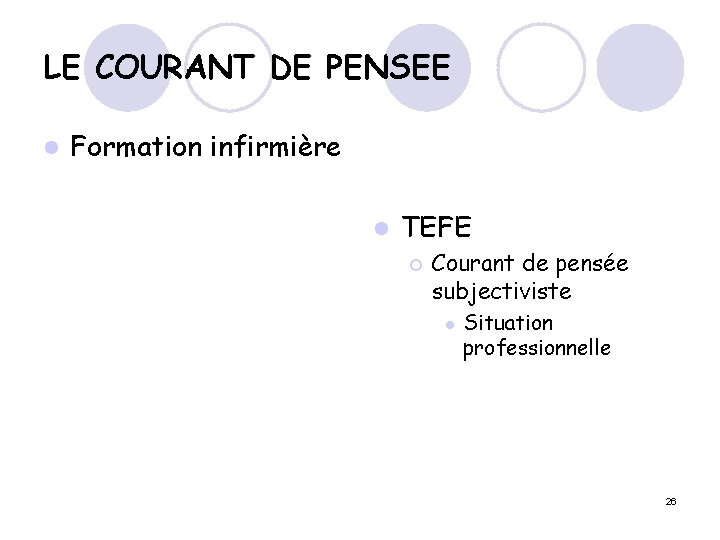 LE COURANT DE PENSEE l Formation infirmière l TEFE ¡ Courant de pensée subjectiviste