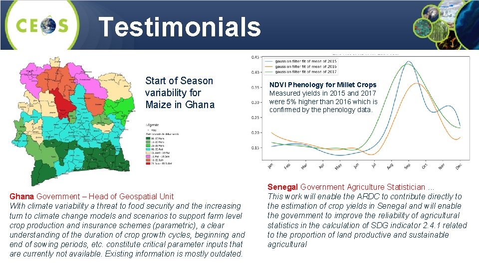 Testimonials Start of Season variability for Maize in Ghana Government – Head of Geospatial