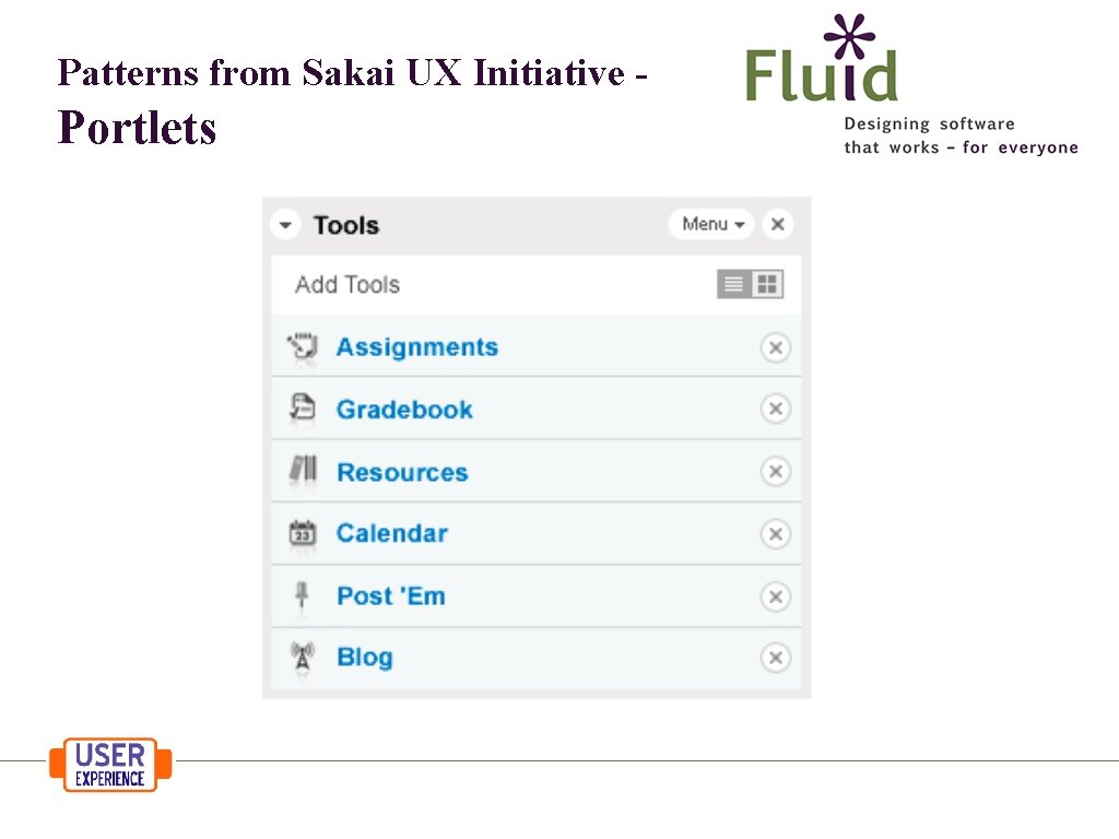 Patterns from Sakai UX Initiative - Portlets 