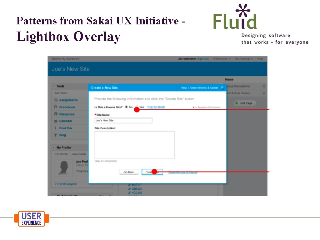 Patterns from Sakai UX Initiative - Lightbox Overlay 
