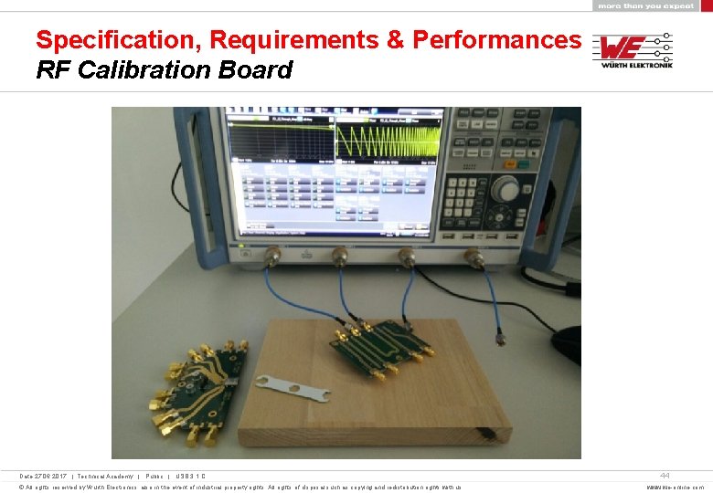 Specification, Requirements & Performances RF Calibration Board Date 27. 06. 2017 | Technical Academy