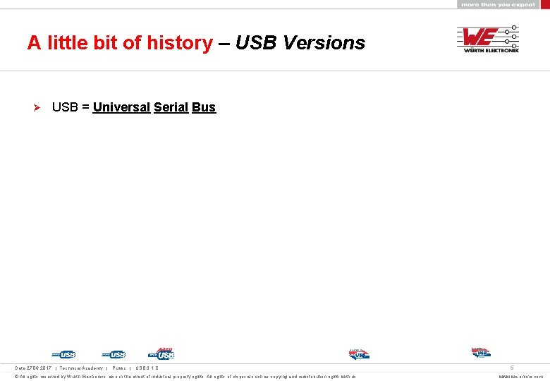 A little bit of history – USB Versions Ø USB = Universal Serial Bus