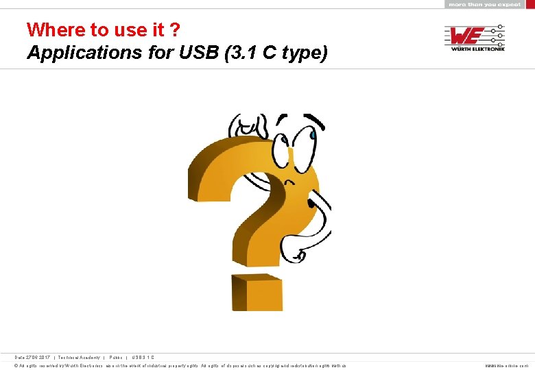 Where to use it ? Applications for USB (3. 1 C type) Date 27.