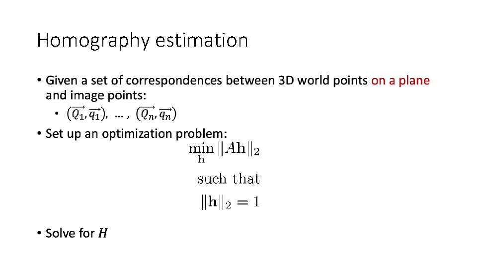 Homography estimation • 