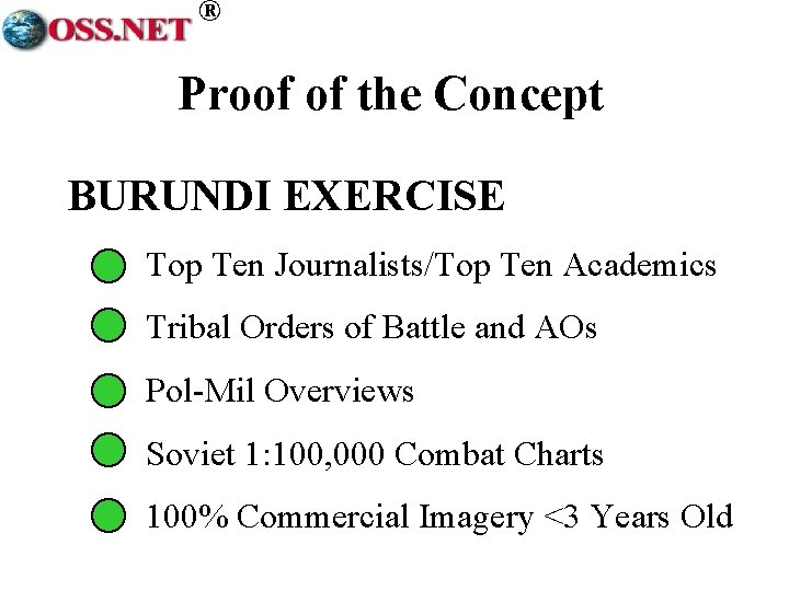 ® Proof of the Concept BURUNDI EXERCISE Top Ten Journalists/Top Ten Academics Tribal Orders