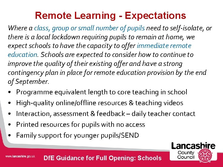 Remote Learning - Expectations Where a class, group or small number of pupils need