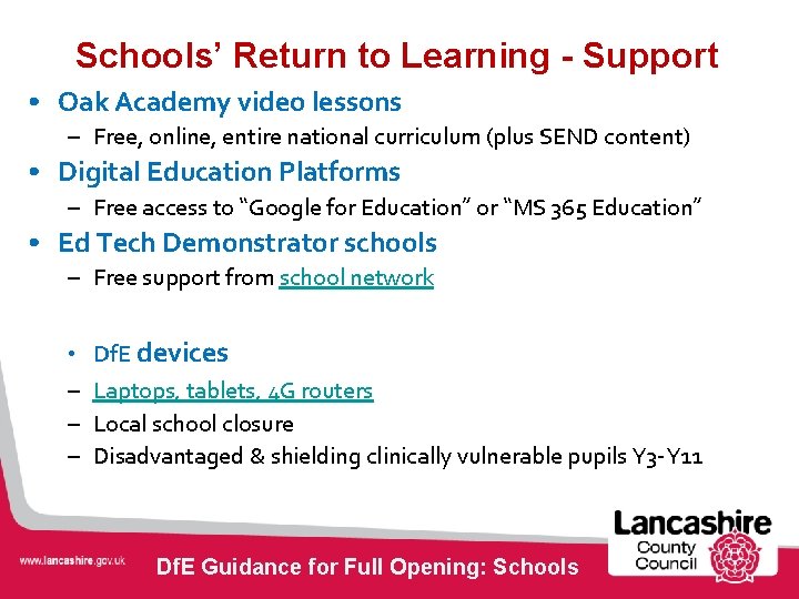 Schools’ Return to Learning - Support • Oak Academy video lessons – Free, online,