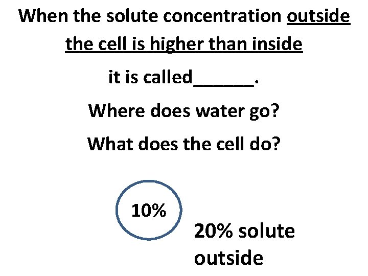 When the solute concentration outside the cell is higher than inside it is called______.