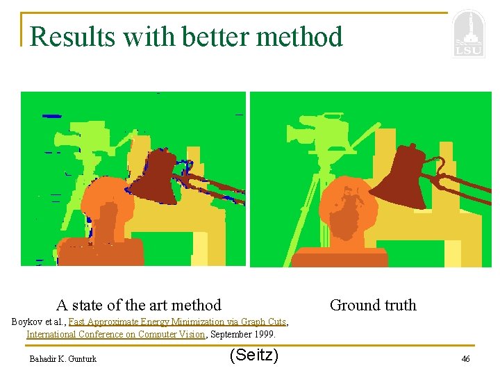 Results with better method A state of the art method Ground truth Boykov et
