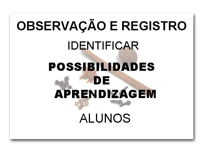 OBSERVAÇÃO E REGISTRO IDENTIFICAR POSSIBILIDADES DE APRENDIZAGEM ALUNOS 