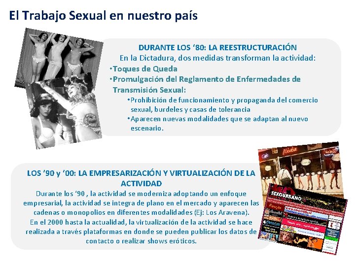 El Trabajo Sexual en nuestro país DURANTE LOS ‘ 80: LA REESTRUCTURACIÓN En la