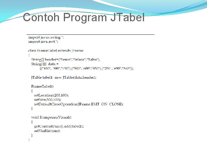 Contoh Program JTabel 