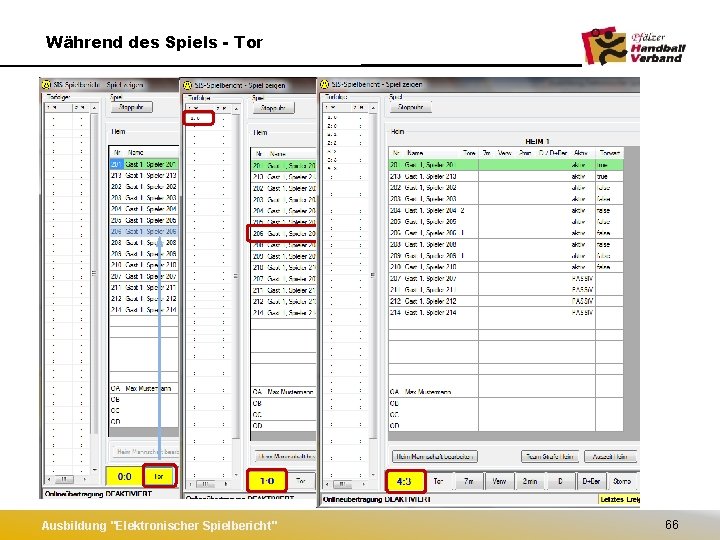 Während des Spiels - Tor Ausbildung "Elektronischer Spielbericht" 66 