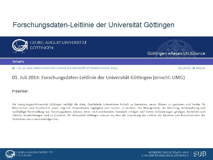 Forschungsdaten-Leitlinie der Universität Göttingen 