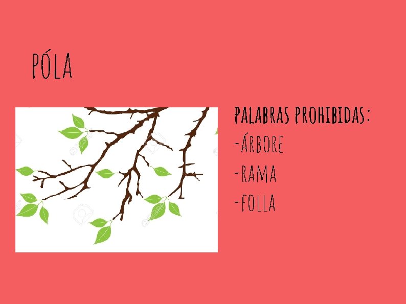 póla palabras prohibidas: -árbore -rama -folla 