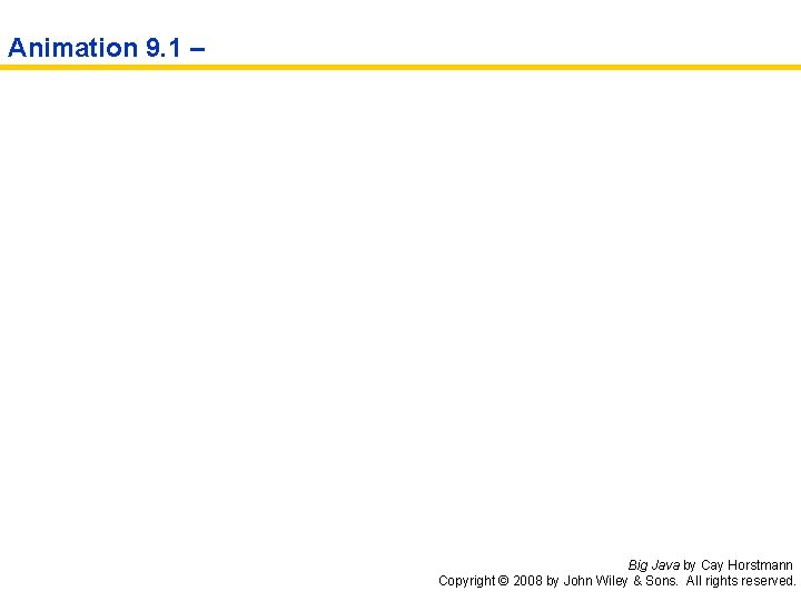 Animation 9. 1 – Big Java by Cay Horstmann Copyright © 2008 by John