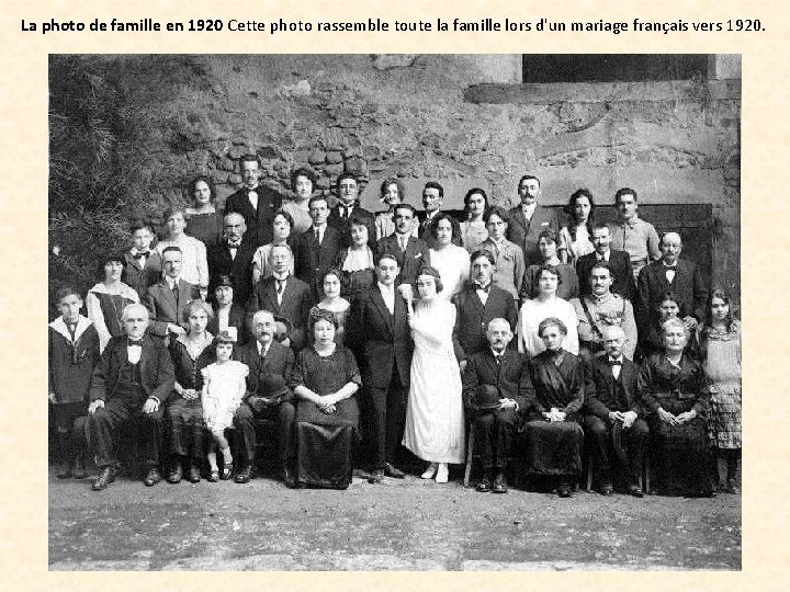 La photo de famille en 1920 Cette photo rassemble toute la famille lors d'un