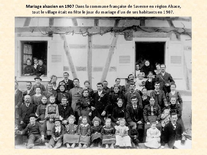 Mariage alsacien en 1907 Dans la commune française de Saverne en région Alsace, tout