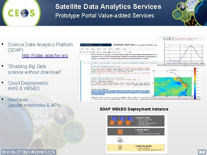 Satellite Data Analytics Services Prototype Portal Value-added Services • Science Data Analytics Platform (SDAP)