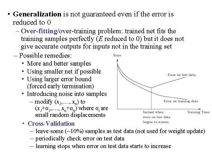  • Generalization is not guaranteed even if the error is reduced to 0
