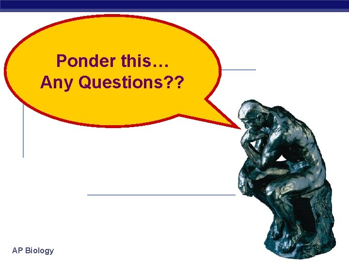 Ponder this… Any Questions? ? AP Biology 2007 -2008 