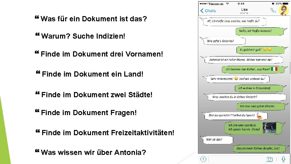  Was für ein Dokument ist das? Warum? Suche Indizien! Finde im Dokument drei