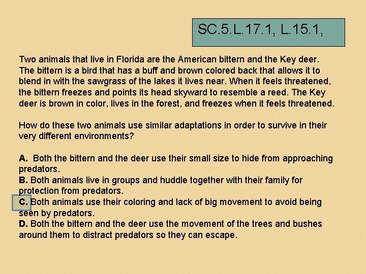 SC. 5. L. 17. 1, L. 15. 1, Two animals that live in Florida