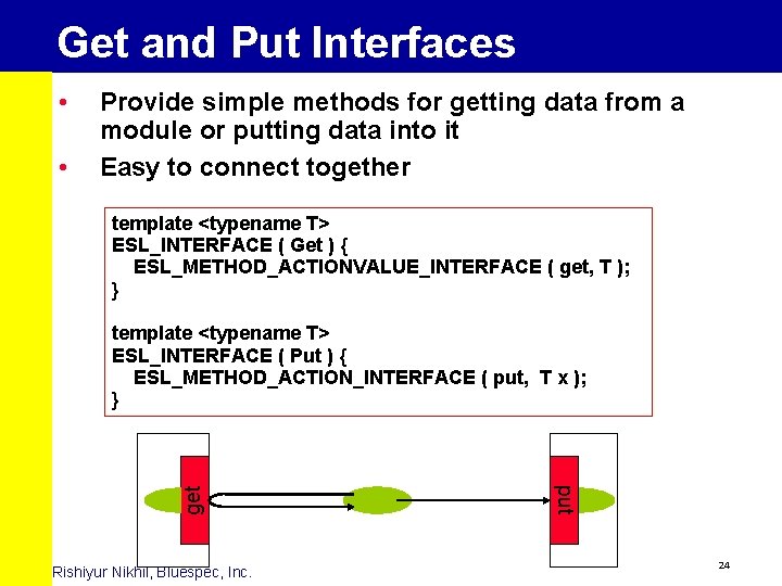 Get and Put Interfaces • • Provide simple methods for getting data from a