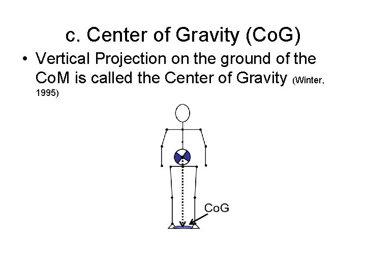 c. Center of Gravity (Co. G) • Vertical Projection on the ground of the