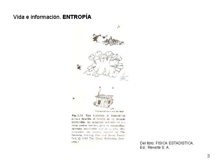 Vida e información. ENTROPÍA Del libro: FISICA ESTADISTICA. Ed. : Reverte S. A. 3