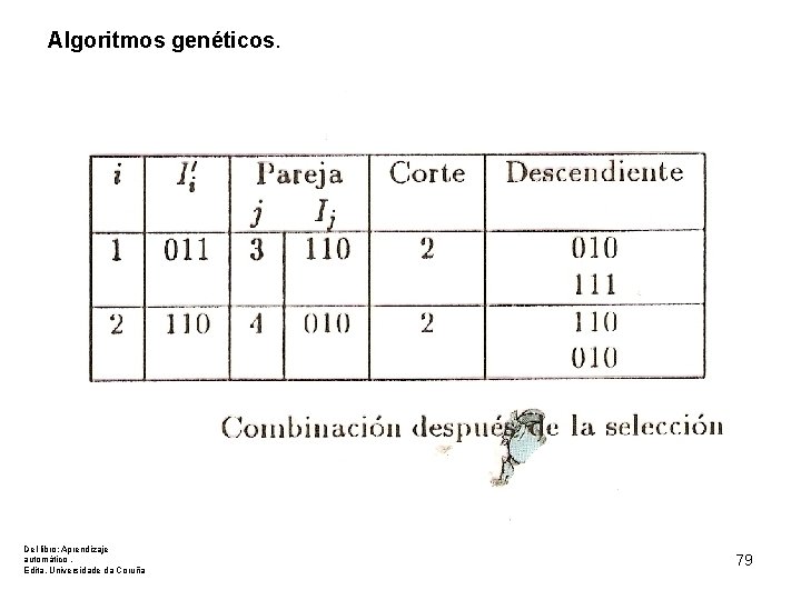Algoritmos genéticos. Del libro: Aprendizaje automático. Edita. Universidade da Coruña 79 