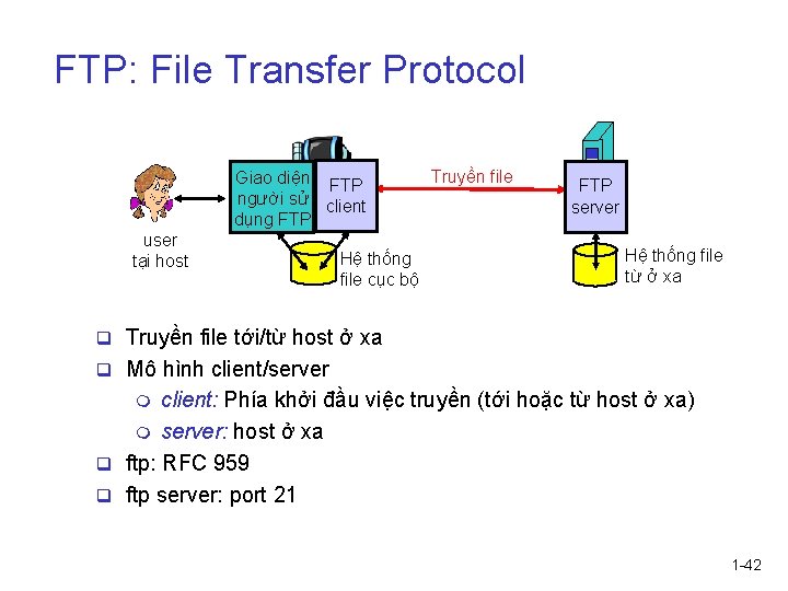 FTP: File Transfer Protocol Giao diện FTP người sử client dụng FTP user tại