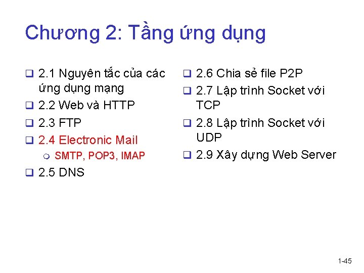 Chương 2: Tầng ứng dụng q 2. 1 Nguyên tắc của các q 2.