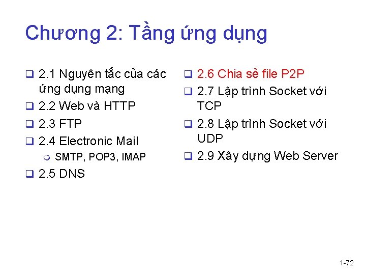 Chương 2: Tầng ứng dụng q 2. 1 Nguyên tắc của các q 2.