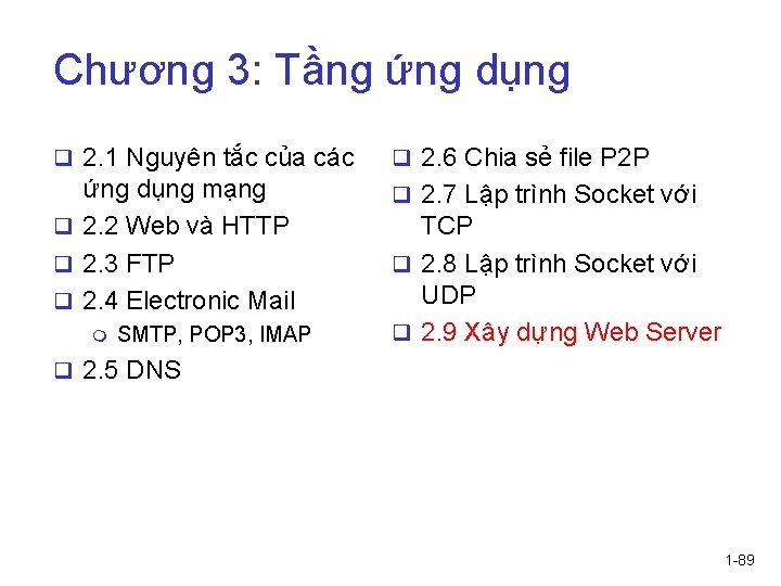 Chương 3: Tầng ứng dụng q 2. 1 Nguyên tắc của các q 2.