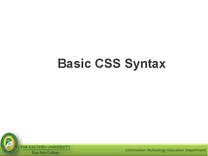Basic CSS Syntax 