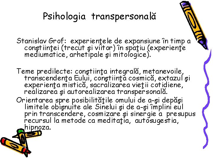 Psihologia transpersonală Stanislav Grof: experienţele de expansiune în timp a conştiinţei (trecut şi viitor) Psihologia transpersonală Stanislav Grof: experienţele de expansiune în timp a conştiinţei (trecut şi viitor)