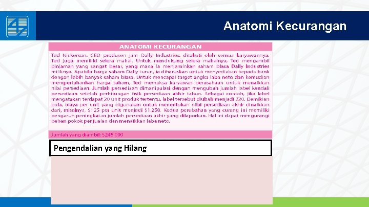 Anatomi Kecurangan Pengendalian yang Hilang www. penerbitsalemba. com 