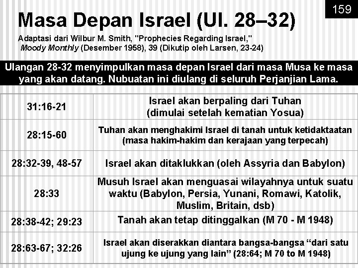 Masa Depan Israel (Ul. 28– 32) 159 Adaptasi dari Wilbur M. Smith, "Prophecies Regarding