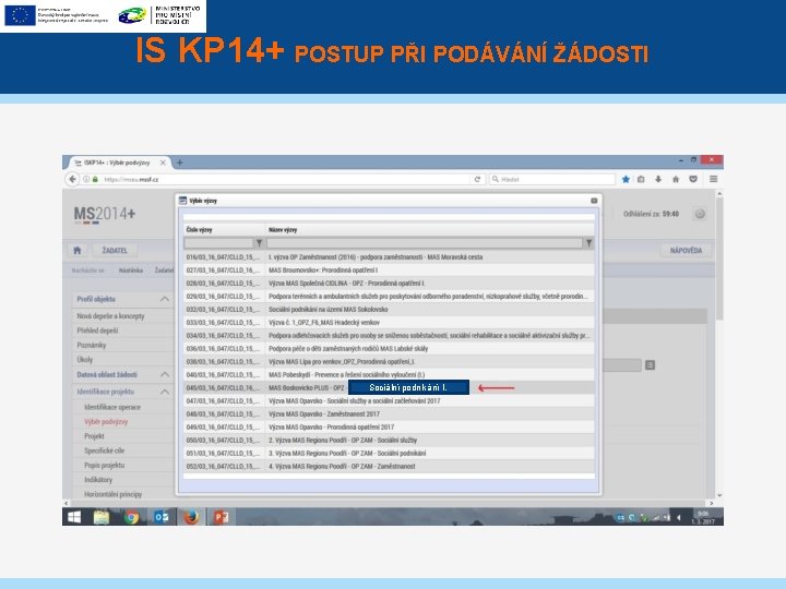 IS KP 14+ POSTUP PŘI PODÁVÁNÍ ŽÁDOSTI Sociální podnikání I. 