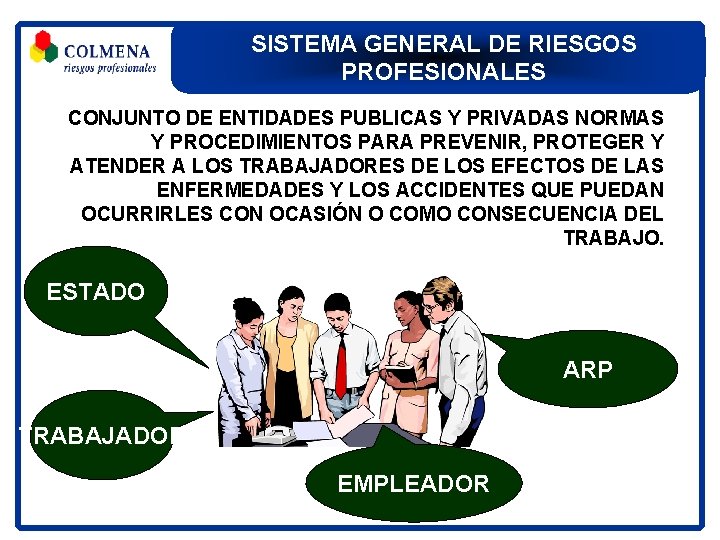 SISTEMA GENERAL DE RIESGOS PROFESIONALES CONJUNTO DE ENTIDADES PUBLICAS Y PRIVADAS NORMAS Y PROCEDIMIENTOS