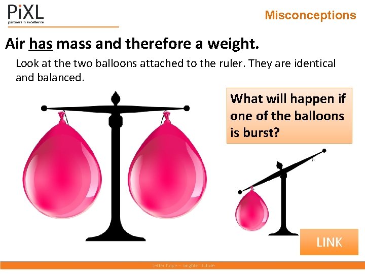 Misconceptions Air has mass and therefore a weight. Look at the two balloons attached