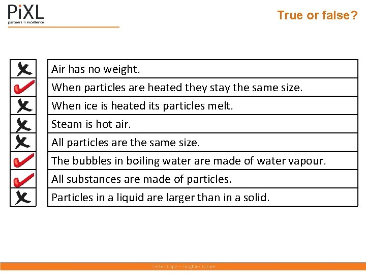 True or false? Air has no weight. When particles are heated they stay the