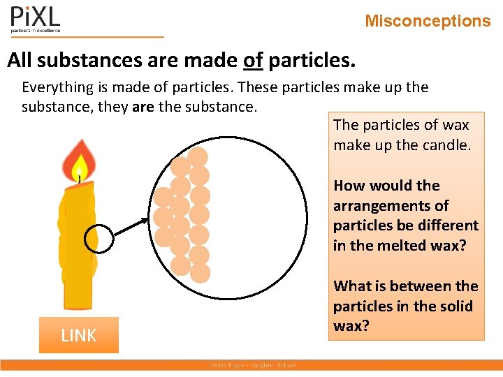 Misconceptions All substances are made of particles. Everything is made of particles. These particles
