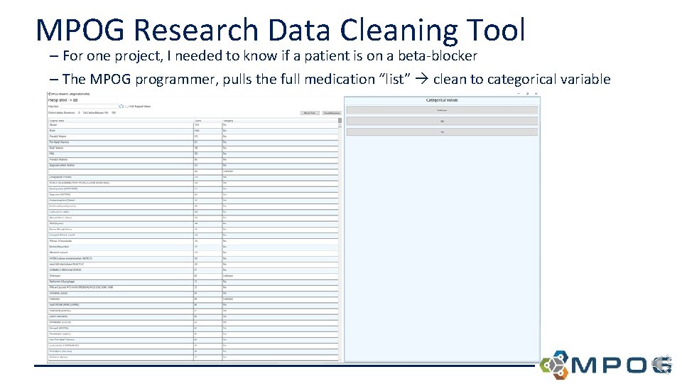 MPOG Research Data Cleaning Tool – For one project, I needed to know if