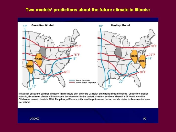 Two models’ predictions about the future climate in Illinois: 