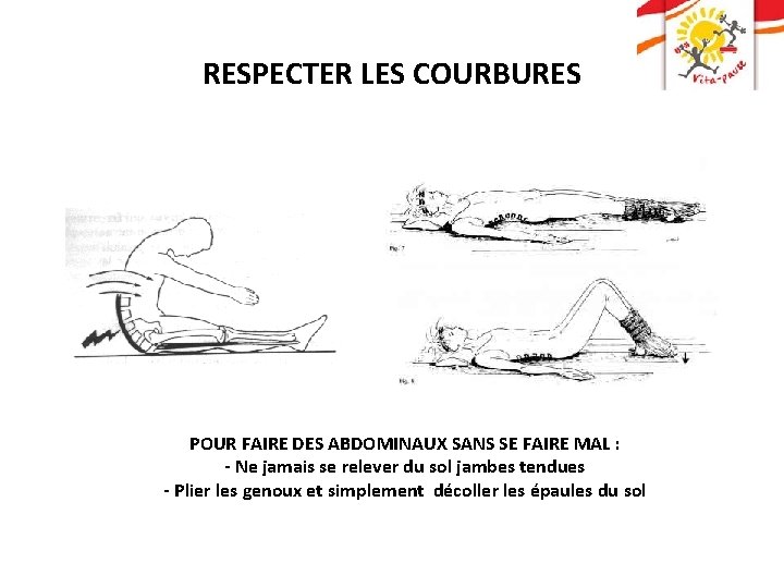 RESPECTER LES COURBURES POUR FAIRE DES ABDOMINAUX SANS SE FAIRE MAL : - Ne