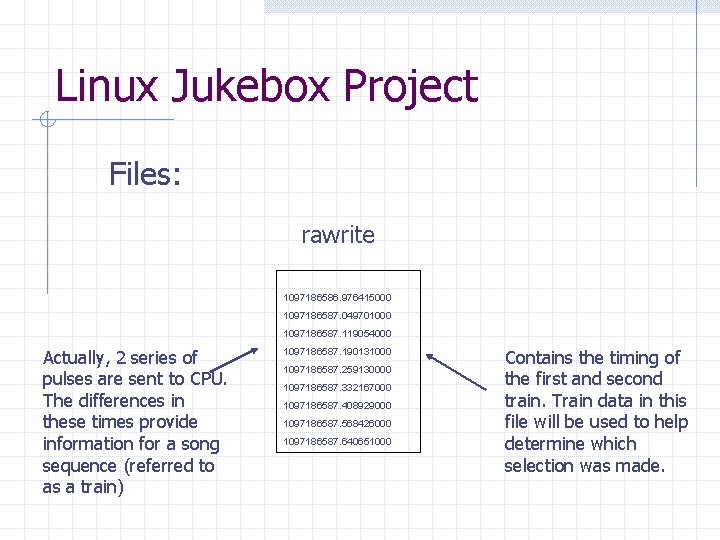 Linux Jukebox Project Files: rawrite 1097186586. 976415000 1097186587. 049701000 1097186587. 119054000 Actually, 2 series