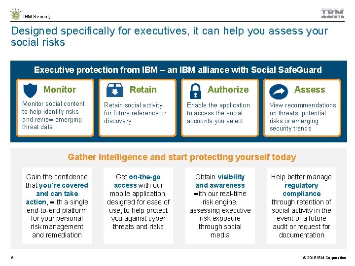 IBM Security Designed specifically for executives, it can help you assess your social risks