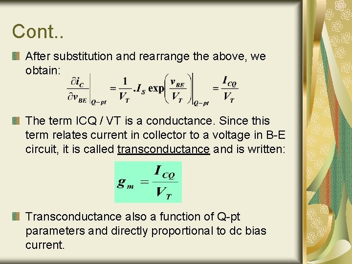 Cont. . After substitution and rearrange the above, we obtain: The term ICQ / Cont. . After substitution and rearrange the above, we obtain: The term ICQ /